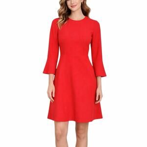 J. Crew Fit & Flare Bell Sleeve Coral Pink Crepe Dress Size 00 Career Office